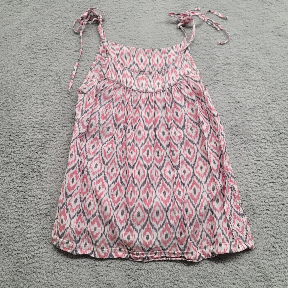 Lucky Brand‎ Shirt Womens Small Pink White Gray Tie Straps Casual Comfort Summer